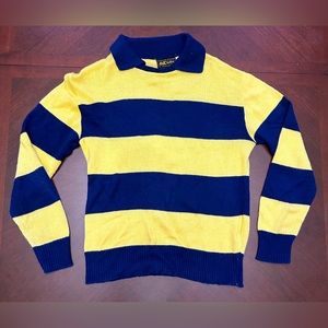 Vintage Milwaukee Knit Chunky Striped Pullover Sweater Size XL Men’s Yellow Blue